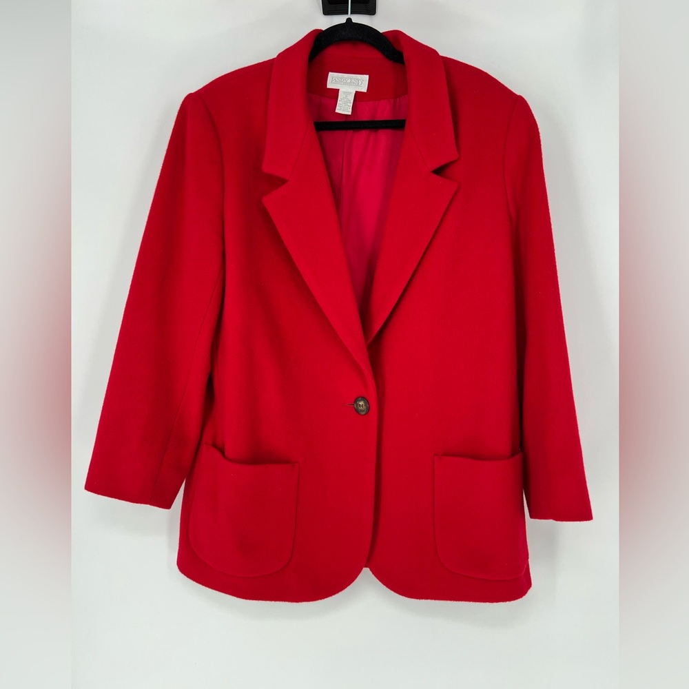LANDS’ END WOOL CASHMERE BLEND LINED BLAZER , DOUBLE POCKETS, WELL TAILORED‎